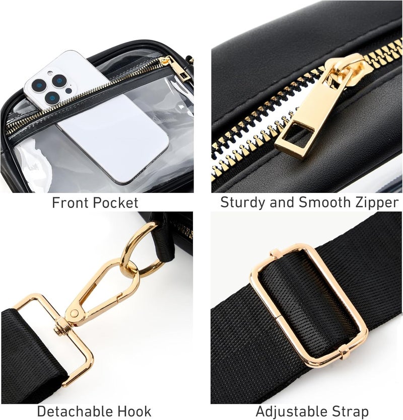 Fibrdoo Clear Bag Stadium Approved, Leather Clear Crossbody Purse Bag for Concerts Sports Events Festivals - Image 4